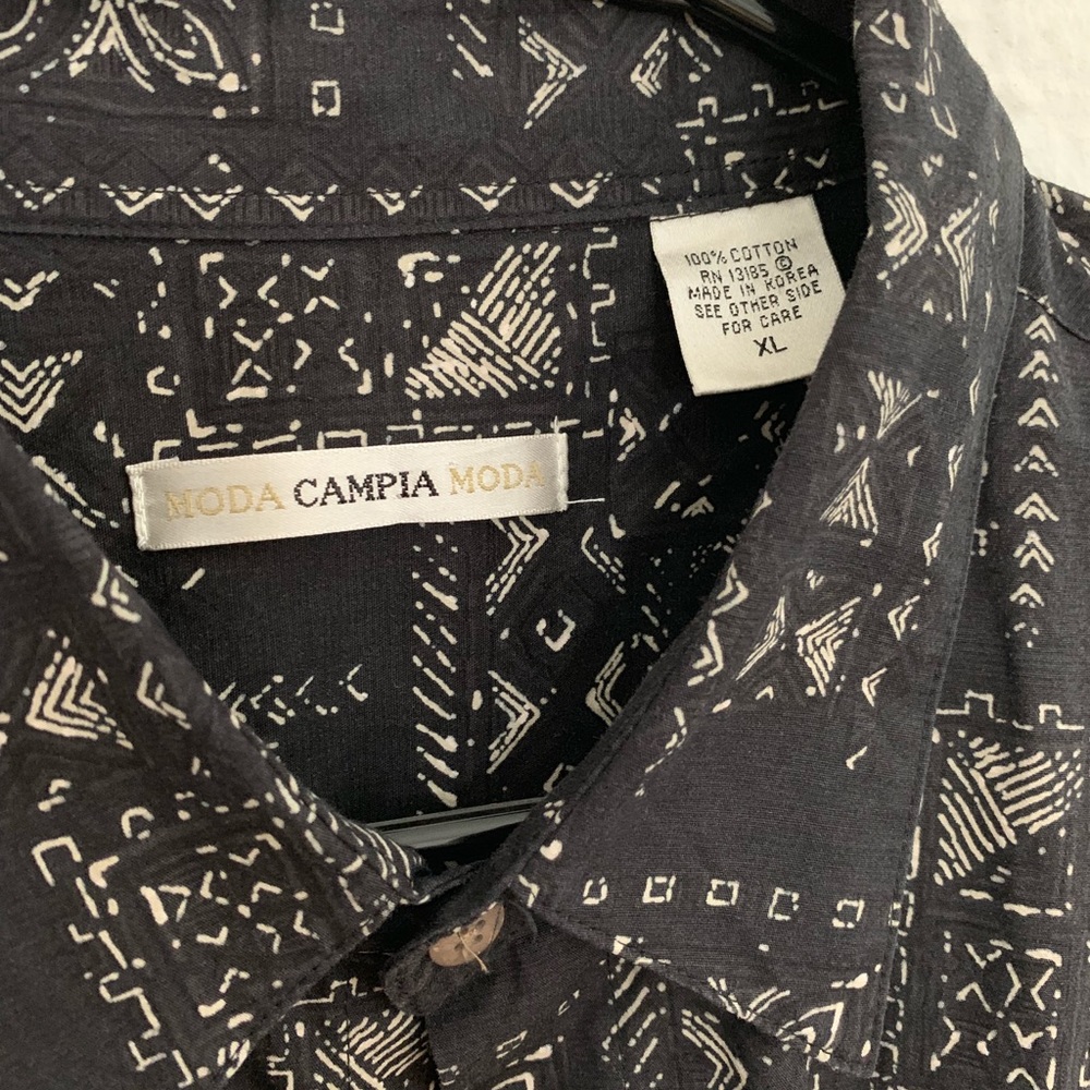 Vacation patterned shirt sleeve shirt XL